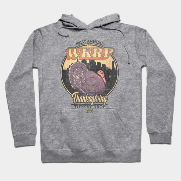 WKRP Turkey Drop III Hoodie by Draw One Last Breath Horror 